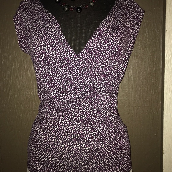 Ann Taylor Tops - Ann Taylor Purple & White XS knit top EUC